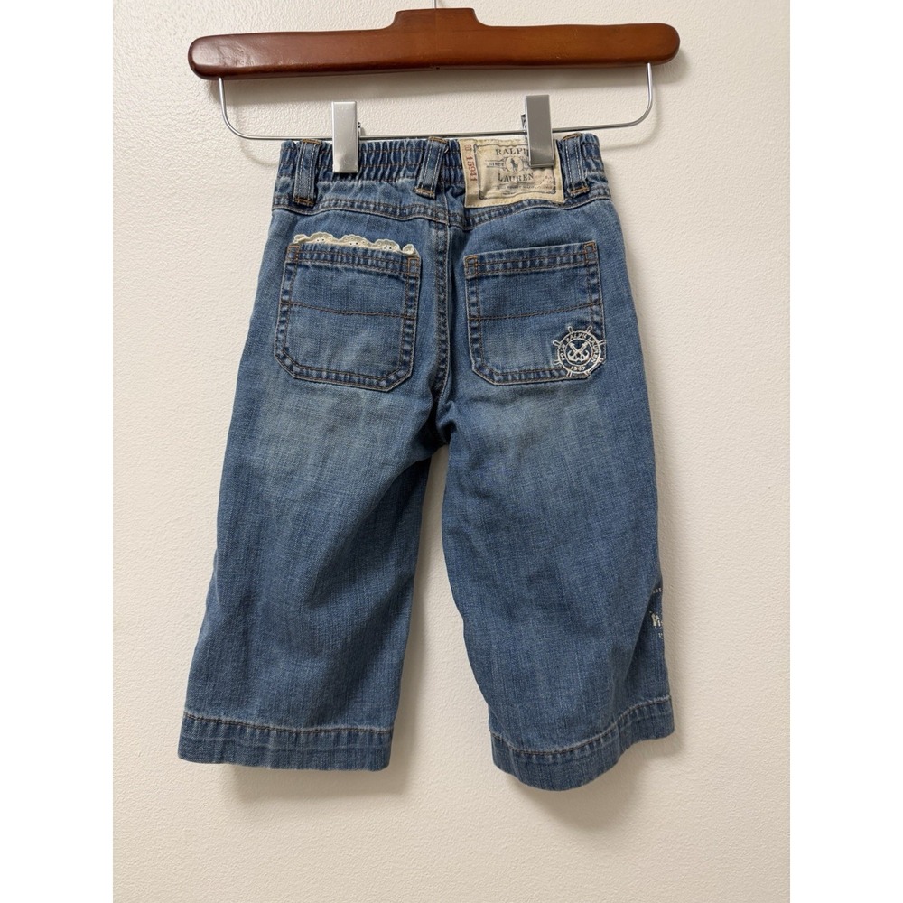 Vintage Ralph Lauren Baby Girls Denim Patchwork Jeans Infant Size 18M Anchor